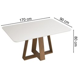 Conj Sala Jantar 170x90 Kiyas Freijo Off White Veludo Moca DJ Moveis - 3