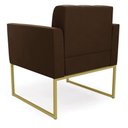 Ver imagem 6 de Kit 1 Sofá Namoradeira e 2 Poltronas Elisa Suede Marrom Base Metálica Industrial Dourada D'Rossi