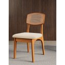 Ver imagem 2 de Cadeira em Mdf Freijó Assento Estofado Tweed Liso Claro e Encosto com Tela Dalla Costa