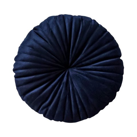 Almofada Redonda Rendy 40 Cm em Veludo Azul Marinho