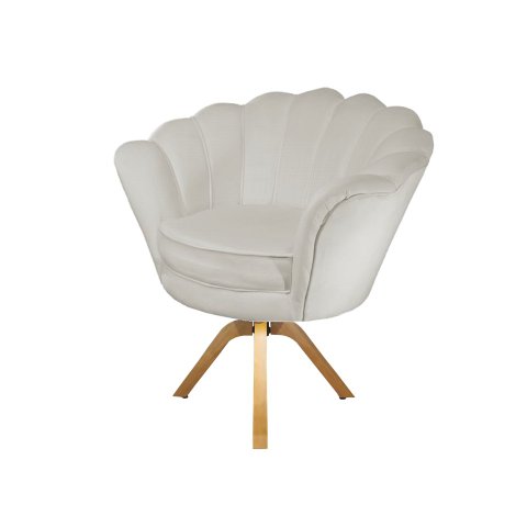 Poltrona Decorativa Pétala Base Giratória Madeira Suede Bege Ms Decor
