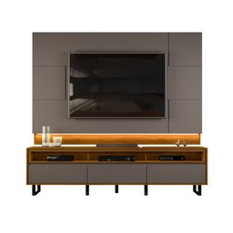 Rack Bancada com Painel 226cm para TV até 75 Polegadas com LED 3 Portas Betta Cinza Urbano/Freijó DJ - 2