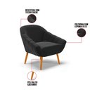 Ver imagem 6 de Kit 01 Namoradeira 02 Lugares e 02 Poltronas Giovana Suede Preto Pés Palito Castanho - D’Rossi