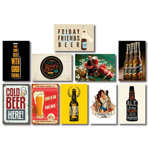 Kit Placas Decorativas Cervejas Bar Boteco Mdf - 10 Placas