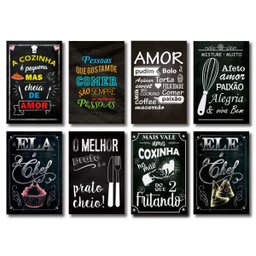 Kit Placas Decorativas Frases Cozinha Amor Mdf - 8 Placas - 1