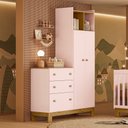 Ver imagem 3 de Guarda Roupa Infantil com Cômoda 2 Portas 3 Gavetas Flora 4970 Rosa Qmovi