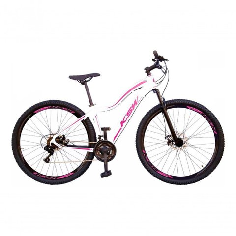 Bicicleta Aro 29 Ksw Mwza Feminina 24v Freio a Disco Suspensão Mountain Bike Alumínio Branco-pink-