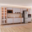 Ver imagem 1 de Cozinha Modulada 9 Peças 1 Cristaleira 2 Balcões 4 Armários Aéreo 1 Torre Celeste Cinamomo/Platina