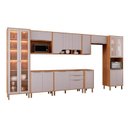 Ver imagem 2 de Cozinha Modulada 9 Peças 1 Cristaleira 2 Balcões 4 Armários Aéreo 1 Torre Celeste Cinamomo/Platina