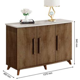 Balcão Aparador Diamante Freijo com Tampo Offwhite - 3 Balcão Aparador Diamante Freijo com Tampo Offwhite - 3