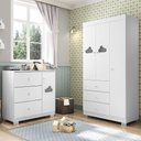 Ver imagem 4 de Guarda Roupa Infantil Duda 3 Portas de Bater 3 Gavetas MDF Branco Brilho Sallar Home