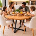 Ver imagem 2 de Mesa de Jantar Redonda 90cm em Madeira Maciça e Pé de Ferro 5 Lugares