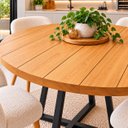 Ver imagem 3 de Mesa de Jantar Redonda 90cm em Madeira Maciça e Pé de Ferro 5 Lugares