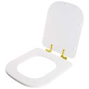 Ver imagem 2 de Assento Sanitário com Fechamento Lento Debba Branco para Vaso Roca com Ferragem Dourada