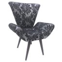 Ver imagem 1 de Poltrona Decorativa Elegance Jacquard Luxo Preto com Prata