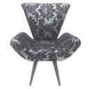 Ver imagem 2 de Poltrona Decorativa Elegance Jacquard Luxo Preto com Prata