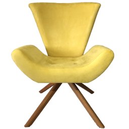 Poltrona Elegance Base Giratória Ferro e Madeira Sued Amarelo - 2