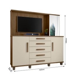 Cômoda Bancada com Espelho Estrela Freijo com Offwhite - 2