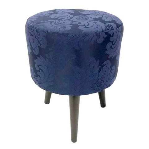 Puff Angel Redondo Pé Palito Jacquard Azul Marinho