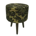 Ver imagem 1 de Puff Angel Redondo Jacquard Luxo Dourado e Preto Medalhão