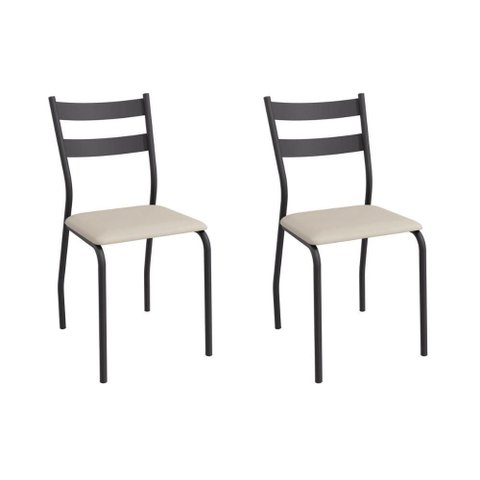 Cadeira Sala de Jantar Bali 2c141prf Aço Kit 2 Un Preto/ano Bege - Kappesberg