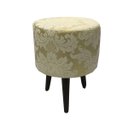 Ver imagem 1 de Puff Angel Redondo Jacquard Luxo Dourado e Branco Medalhão
