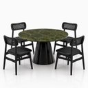 Ver imagem 2 de Mesa de Jantar Cone Redonda 140 cm Tampo Mármore Verde Vitória Régia Base Laca Preta