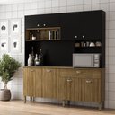 Ver imagem 2 de Armário de Cozinha Compacta 8 Portas e 1 Gaveta 182cm Seul Freijó/preto - Pallazio