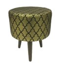 Ver imagem 1 de Puff Angel Redondo Jacquard Luxo Dourado e Preto Geométrico