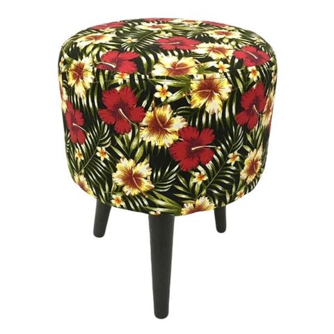 Puff Angel Redondo Pé Palito Floral Vermelho
