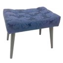 Ver imagem 1 de Puff Capitonê Luxo Jacquard Azul Marinho Medalhão