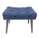Ver imagem 2 de Puff Capitonê Luxo Jacquard Azul Marinho Medalhão