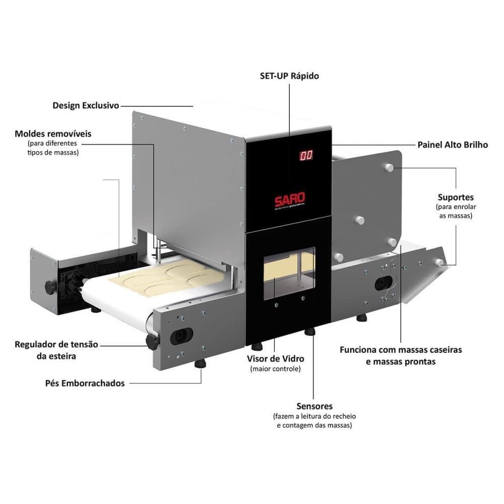 Máquina Fechador de Massas Saro Automático Fm Inox Bivolt 110/220 V - 4
