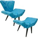 Ver imagem 1 de Poltrona e Puff Elegance Pé Palito Azul Turquesa
