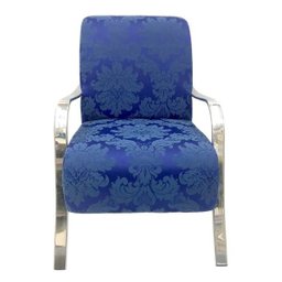 Poltrona Elis Braço Cromado Jacquard Azul Royal - 2