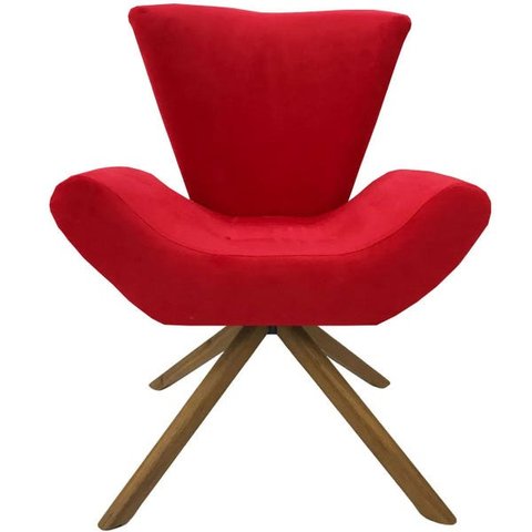 Poltrona Elegance Base Giratória Ferro e Madeira Sued Vermelho