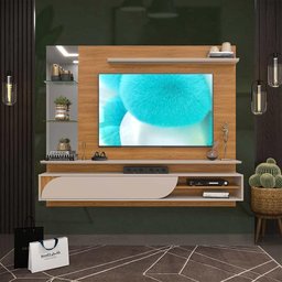 Painel Para TV Quarto 60 Polegadas Com Espelho Carvalho Nobre Griz Risa Shop JM - 1 Painel Para TV Quarto 60 Polegadas Com Espelho Carvalho Nobre Griz Risa Shop JM - 1