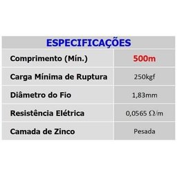 Arame Zincado Cerca Elétrica 500m 1.83mm Electro 15 Morlan - 2