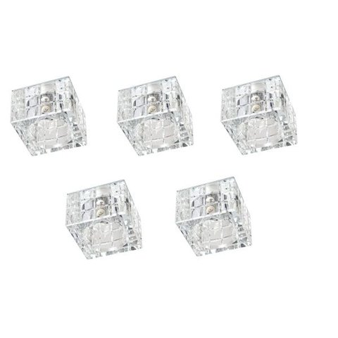 Kit 5 Spot Embutir Cristal K9 7cm Quadrado Quarto Escritório Ac974