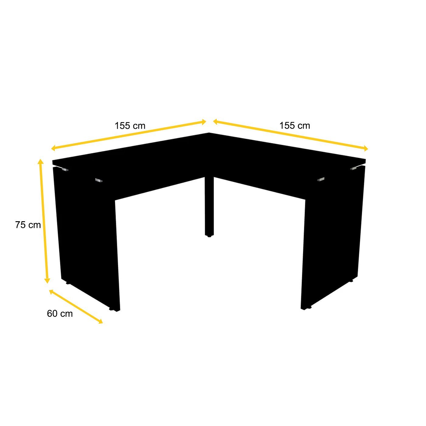 MESA EM L P/ ESCRITÓRIO 155X155 PANDIN P25 - PRETO ET155155P25PP - 5