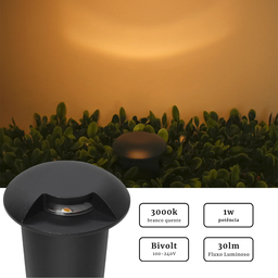 Embutido de Solo Preto 1 Facho Led 1w 3000k Redondo Acl79 - 3