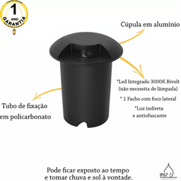 Kit 5 Spot para Piso Embutido Preto Led 1w 3000k Balizador Acl79 - 4