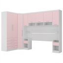 Ver imagem 2 de Quarto Modulado Queen de Canto com Guarda-roupas Maleiro e Cabeceira Alpes Master Luciane Móveis