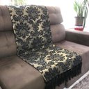 Ver imagem 1 de Manta de Sofá Jacquard Luxo Preto com Dourado 190x140