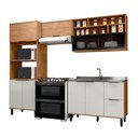 Ver imagem 2 de Cozinha Compacta Laura 7 Portas 3 Gavetas com Vidro 100% Mdf Freijo/off White - Mx Móveis