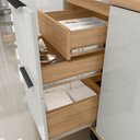 Ver imagem 5 de Cozinha Compacta Laura 7 Portas 3 Gavetas com Vidro 100% Mdf Freijo/off White - Mx Móveis