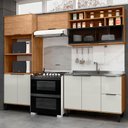 Ver imagem 1 de Cozinha Compacta Laura 7 Portas 3 Gavetas com Vidro 100% Mdf Freijo/off White - Mx Móveis