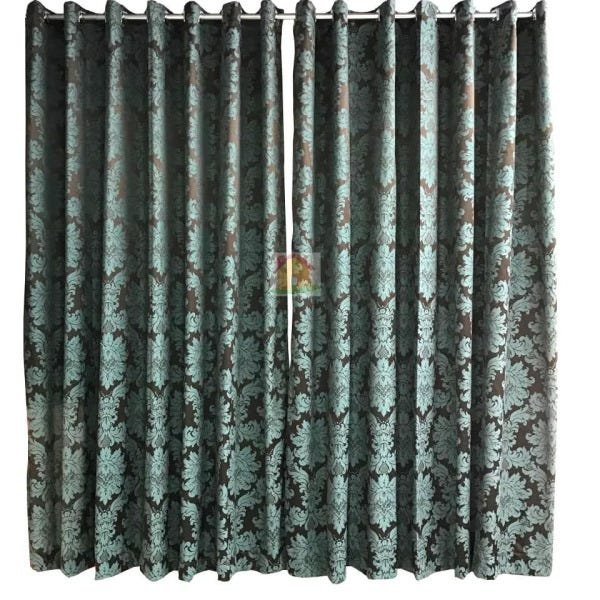 Cortina Jacquard Blackout Marrom com Verde 2,80M x 2,30M - 3