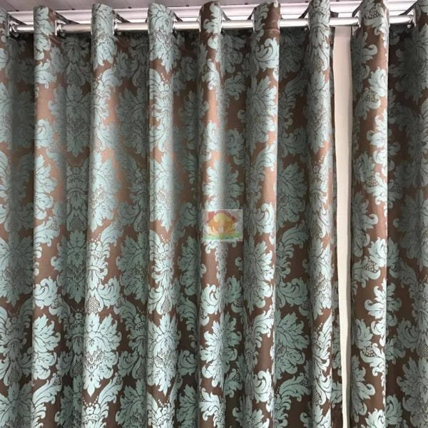 Cortina Jacquard Blackout Marrom com Verde 2,80M x 2,30M - 1