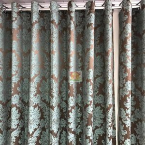 Cortina Jacquard Blackout Marrom com Verde 2,80M x 2,30M